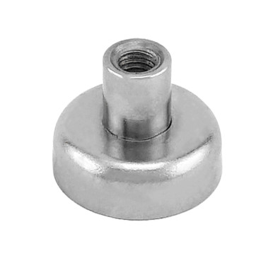 Grade 42 Neodymium Round Base Magnet with Female Thread - N42¸ 0.787'' Dia. x 0.276'' Thk.¸ 28 lbs. pull NACF078
