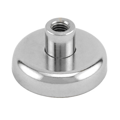 Grade 42 Neodymium Round Base Magnet with Female Thread - N42¸ 1.26'' Dia. x 0.315'' Thk.¸ 75 lbs. pull NACF126