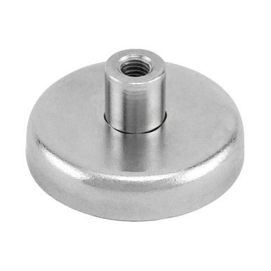 Grade 42 Neodymium Round Base Magnet with Female Thread - N42¸ 1.41'' Dia. x 0.315'' Thk.¸ 100 lbs. pull NACF141