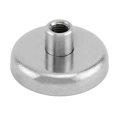 Grade 42 Neodymium Round Base Magnet with Female Thread - N42¸ 1.65'' Dia. x 0.356'' Thk.¸ 150 lbs. pull NACF165