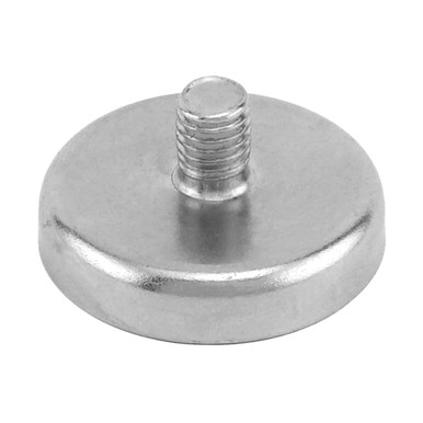 Grade 42 Neodymium Round Base Magnet with Male Thread - N42¸ 1.417'' Dia. x 0.315'' Thk.¸ 100 lbs. pull NACM141