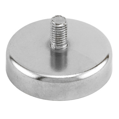Grade 42 Neodymium Round Base Magnet with Male Thread - N42¸ 1.89'' Dia. x 0.453'' Thk.¸ 175 lbs. pull NACM189
