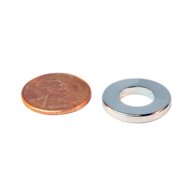 Neodymium Ring Magnet - N35¸ 0.375'' I.D. x 0.74'' O.D. x 0.105'' Thk.¸ 5.58 lbs. pull NR007403N