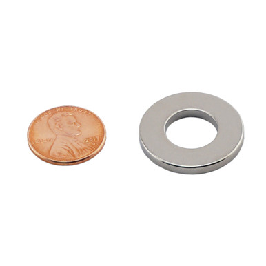 Neodymium Ring Magnet - N35¸ 0.5'' I.D. x 1'' O.D. x 0.11'' Thk.¸ 7.9 lbs. pull NR010007N