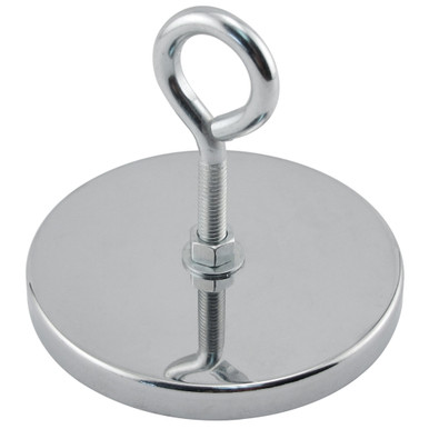 Ceramic Round Base Magnet Assembled with Eyebolt and Nuts - 4.90'' Dia. x 2.578'' H¸ 200 lbs. pull RB100EB