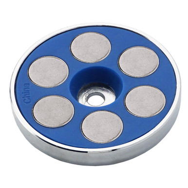 Super Blue Neodymium Round Base Magnet - N35¸ 2.0'' Dia. x 0.325'' Thk. w/0.197'' Dia. hole¸ 110 lbs. pull RB50BL-NEOBX