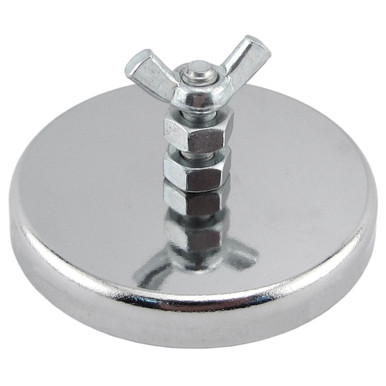 Ceramic Round Base Magnet with Bolt and Nuts - 2.65'' Dia. x 0.360'' Thk.¸ 65 lbs. pull RB70B2NW