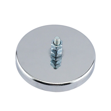 Ceramic Round Base Magnet with Bolt and Nuts - 3.20'' Dia. x 0.445'' Thk.¸ 95 lbs. pull RB80B3N