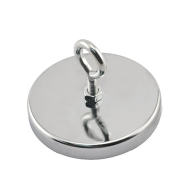 Ceramic Round Base Magnet Assembled with Eyebolt - 3.20'' Dia. x 0.445'' Thk.¸ 95 lbs. pull RB80EB