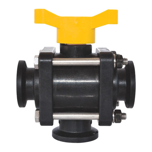 TerreMax MV100BL 1 in. Flange 150 PSI 3 Way Bottom Load Ball Valve