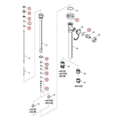 Flux 400 Series F430PVDF 40/33 27 Pump Maintenance Rebuild Kit