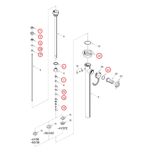 Flux 400 Series F430S 41/38 39-SB Pump Maintenance Rebuild Kit