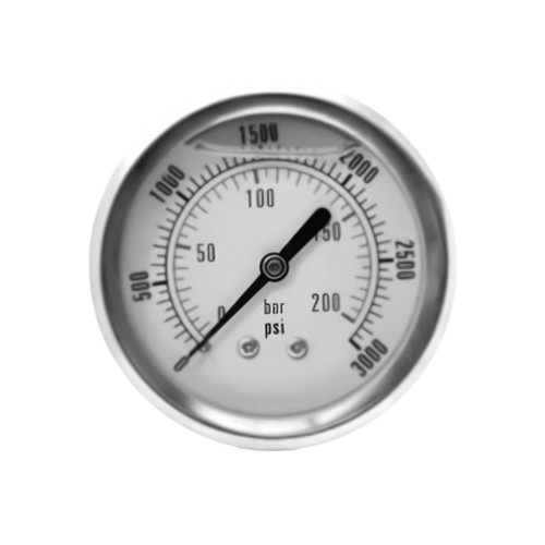 PCI PCLG-200P-B Liquid Filled 2 1/2 in. Stainless Case x 1/4 in. NPT Back Mount Pressure Gauge, 0 - 200 PSI