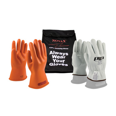 NOVAX, Insulating Glove Kit, Class 0, 11 In., Orn., Straight Cuff - Novax 11-inch Glove Kit 9.5 Orange - 1 Case 147-SK-0/9.5-KIT