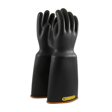 Novax Insulating Glove, Class 2, 18 In., Blk./Orn., Bell Cuff - Size 9.5, Black, Insulating Gloves, 1 Pair 159-2-18/9.5