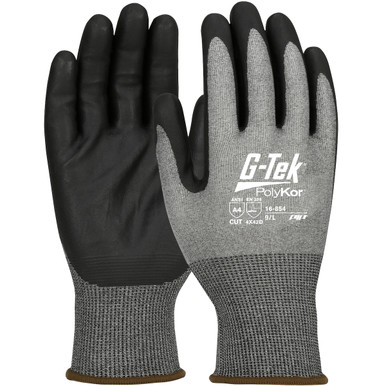 G-Tek PolyKor, Salt & Pepper 18G Shell, Black Nitrile Foam Grip, A4 - Gloves with PolyKor Fiber 2XL Salt & Pepper 1 Dozen 16-854/XXL