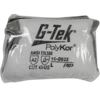 G-Tek PolyKor, Industry Grade White 13G, Gray PU Smooth, A2, Vend Ready - Gloves with PolyKor Fiber M White 1 Pair 16-D622V/M