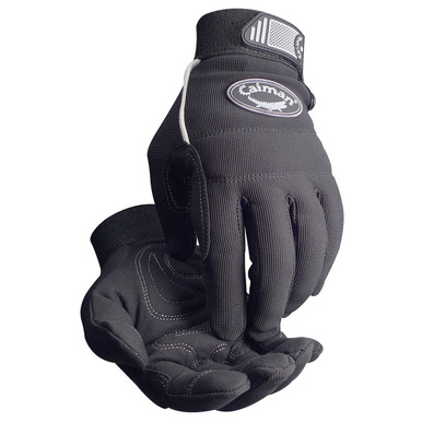 Caiman, Synthetic Leather Palm, Spandex Back - Size L, Black, Hi Performance Glove, 1 Pair 1932-5
