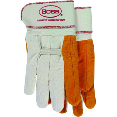 Gold Chore Palm, 2-Ply, Canvas Back, Safety Cuff - Size L, White 1 Pair - Fabric Gloves 1BC28372