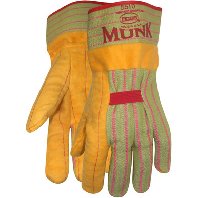Double Palm Chore, Turtleneck, Rubberized Safety Cuff, USA - Size L, Gold 1 Pair - Fabric Gloves 1BC5510USA