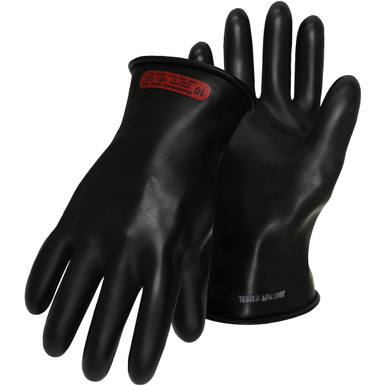 11" 0 RATED ELECTRICAL INSULATING GLOVE,BOSS - Novax Rubber Insulating Gloves 12 Black 1 Pair 1BEL011B12