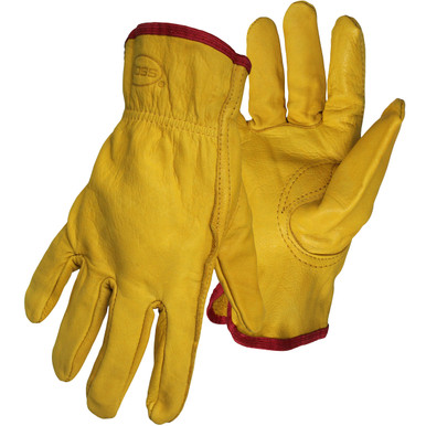 Cowhide Leather Drivers, Gold Regular Grade, Keystone Thumb, Slip-On Cuff - Size XL, Gold 1 Pair - Unlined Leather Driver's Gloves 1BL18361J