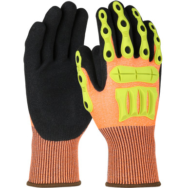 Boss, HV Orange HPPE Blend, Sandy Nitrile Coated Grip, TPR Impact Protection, A3 - Size M, Orange 1 Pair - Impact Resistant Gloves 1CF7006FTPRM
