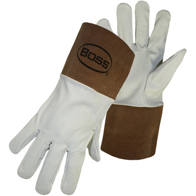 BOSS GOATSKIN TIG WELDER WITH GAUNTLET CUFF, SIZE XL - Welders and Foundry Gloves 1JL0600 Natural 1 Pair 1JL0600X