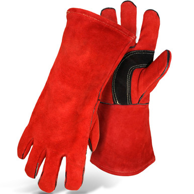 SPLIT LEATHER WELDER RED FULLY LINED - Size L, Red 1 Pair - Welders and Foundry Gloves 1JL0993K