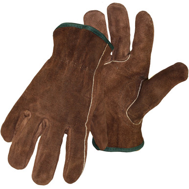 Split Cowhide Leather Drivers, Brown, Keystone Thumb, Double Stitch Index - Size XL, Brown 1 Pair - Unlined Leather Driver's Gloves 1JL4066J