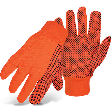 Corded Hi-Vis Orange Glove w Black PVC DD Palm - Size L, Hi-Vis Orange 1 Pair - Fabric Gloves 1JP5110F