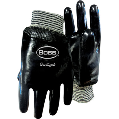 Chemguard Glove, Black Neoprene, with Knit Wrist, Sanitized Treated - Size L, Black 1 Pair - Coated Supported Gloves 1SN2510