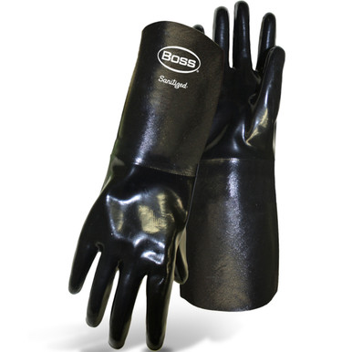 Chemguard Glove with Smooth Grip, Sanitized Treated, 18" Long,BOSS - Size L, Black 1 Pair - Coated Supported Gloves 1SN2517