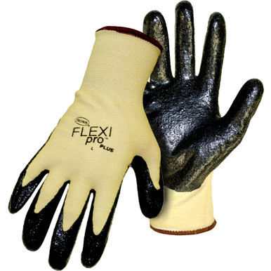 Boss Flexi Pro Plus Ylw Aramid Shell W/Palm Dipped Nitrile Coated Rough Grip, Xl - Size XL, Yellow 1 Pair - Gloves made with Kevlar Brand Fiber 1UHK100X