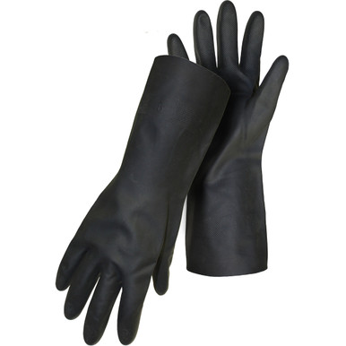 Unsupported Neoprene, Flock Lined with Raised Diamond Grip -19 Mil - Size XL, Black 1 Pair - Unsupported Neoprene Gloves 1UN291910
