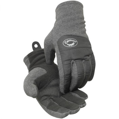 Caiman Fleece Palm W/ Silicone Dot Patch, Insulated, Touchscreen, Slip-On Cuff M Insulated Uncoated Gloves - M Black PR 2384-4