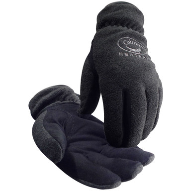 Caiman, Deerskin Leather Palm W/ Black Fleece Back, Heatrac Insulation, L Insulated Leather Palm Gloves - L Black PR 2391-5