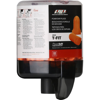 Ear Plug Refill Canister, Prefilled, Holds 250 Pair Of Mega T-Fit Earplugs Dispenser - DISPLAY Black EA 267-HPDR510-250
