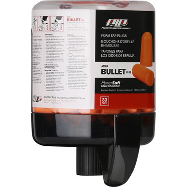 Ear Plug Refill Canister, Prefilled, Holds 250 Pair Of Mega Bullet Plus Earplugs Dispenser - DISPLAY Black EA 267-HPDR810-250