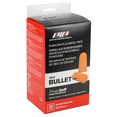 Dispenser Refill Pack, Mega Bullet Ear Plugs Hpf810, 33 Db, 200/Box - Size Os, Orange, Ear Plugs, 1 Box 267-HPF810-1