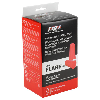 Dispenser Refill Pack, Mega Flare Ear Plugs Hpf810, 33 Db, 200/Box - Size Os, Red, Ear Plugs, 1 Box 267-HPF910-1