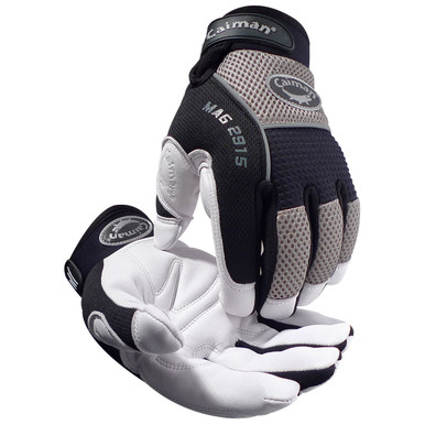 Caiman, Goat Grain Leather Palm - Size S, Gray, Protection From Cold, 1 Pair 2915-3