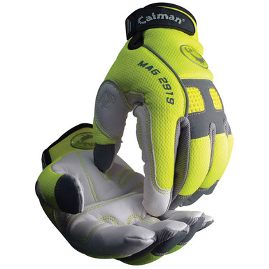 Caiman, Goat Grain Palm, Insulated - Size 2XL, Hi-Vis Yellow, Protection From Cold, 1 Pair 2919-7