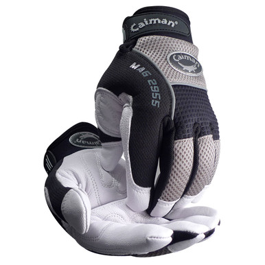 Caiman, Goat Grain Leather Palm - Size 2XL, Gray, Hi Performance Glove, 1 Pair 2955-7