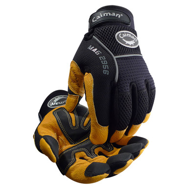 Caiman Grain Leather Palm With Mesh Back - Size XL, Black, Hi Performance Glove, 1 Pair 2956-6