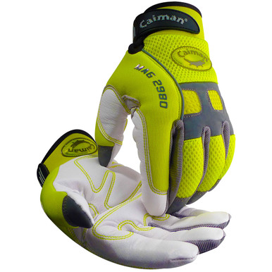 Mechanic'S Work Glove, Multi-Activity, High-Visibility Lime, Goat Grain Palm, M - Size M, Hi-Vis Yellow, Hi Performance Glove, 1 Pair 2980-4