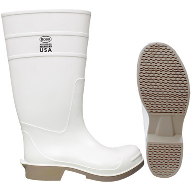 BOSS PVC OVER-THE-SOCK KNEE BOOTS 16 INCH - Size 8, White 1 Pair - Rain Boots 2PP392408