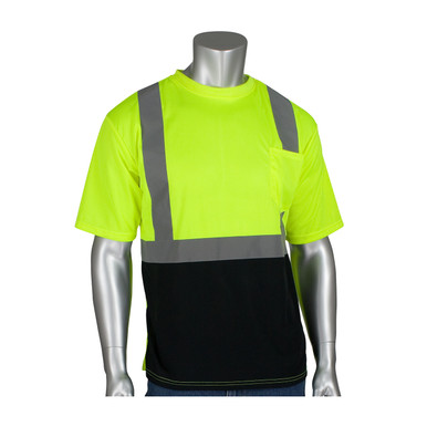 Class 2 Short Sleeve T-shirt, Black Bottom, UV Block, LY & OR - Size 6XL, Hi-Vis Orange- Hi-Visibility Shirt 312-1250B-OR/6X