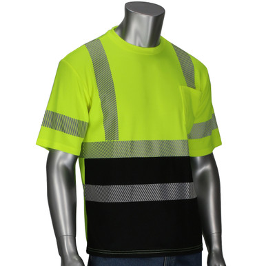 R3 Hi Vis Black Bottom T-Shirt, Segmented Tape, Performance Material, 1 Pocket - Size 4XL, Hi-Vis Yellow, Hi-Vis Apparel, 1 Unit 313-1600B-LY/4X