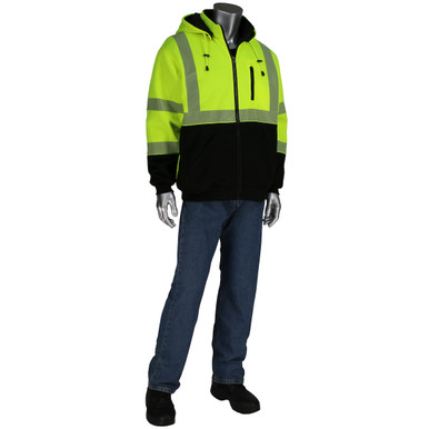 R3 Reversible Zipper Sweatshirt, Blk Lining, Removable Hood, Segmented, 5 Pkts - Size 4XL, Hi-Vis Yellow, Hi-Vis Cold Gear, 1 Unit 323-1400S-LY/4X